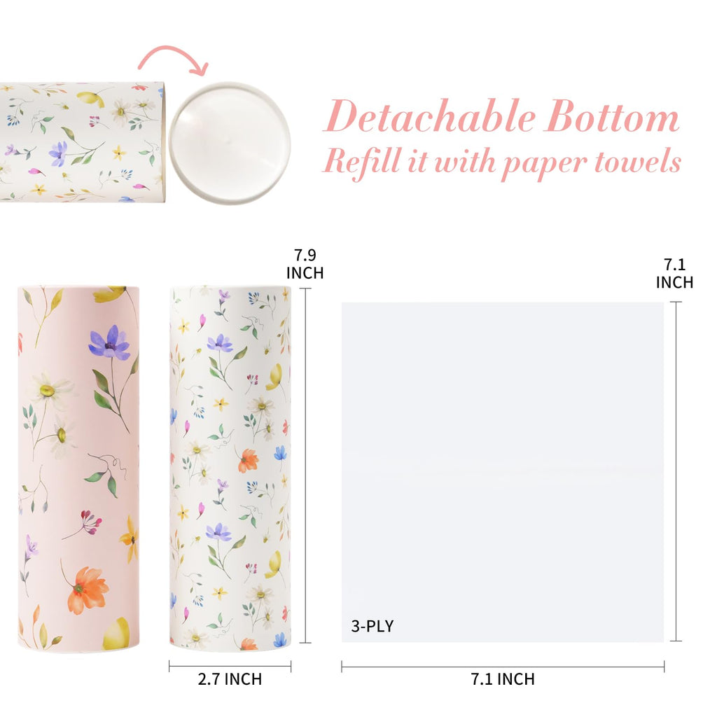 4 Pack Pink Wild Floral Car Tissue Holder with 3-Ply Facial Tissues