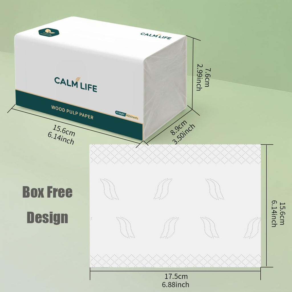 Soft Facial Tissues 7360 Sheets [Not in Box] 4-Ply Ultra Strong & Thick Tissues, 1840 Draws Unscented Paper Tissues for Sensitive Skin, Compact Size for Travel, Office and Car 16 Pack Box Free Design