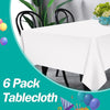tujol White 6 Pack Plastic Table Cloth 54" x 108", Disposable Tablecloths Rectangle Table Cover, Plastic Tablecloths for Parties