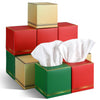Fourluoo 12 Pack Facial Tissues Cube Boxes Face Box 600 Sheets 3 Ply Soft Paper Square Tissues Bulk for Car Pocket Toilet Household Bedroom Family(Red Green Gold)