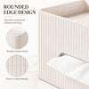 KINGFOM Ribbed PU Leather Tissue Box Cover with Storage Tray, Rectangular Facial Tissue Holder for Bathroom Vanity, Nightstand & Office Desk, Modern Decorative Tissue Dispenser (Ivory White)