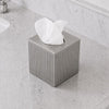 Monarch Abode Tissue Box Cover Square – Handcrafted Ridge Embossed Pewter Metal Tissue Holder Box for Bathroom Accessory, Aesthetic Decorative Facial Napkin Cube for Modern Home Decor