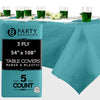 PARTY BARGAINS 5 Disposable Table Covers - 54" X 108" Turquoise Table Cover, 3 Ply Paper & Plastic Tablecloth