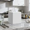 2 Pack Tissue Box Cover, Square Plastic Tissue Holder Non-Slip Base, White