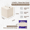 Ricomboo 2 Pack Tissue Box Cover Square, 5“x5 x5 PU Leather Tissue Boxes Holder, Decor Cube Paper Organizer with Bottom Belt for Bathroom, Home, Night Stands, Office, Car (Woven)