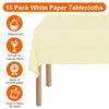 xozeooeu 15 Pack Pale Yellow Paper Tablecloths for Rectangle Tables 55 x 108 Inch, 3 Ply Disposable Table Cloths with Plastic Backing for Wedding, Birthday Party, Banquet