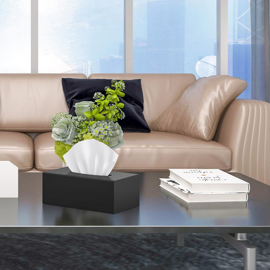 SILUT Matte Black Rectangle Acrylic Tissue Box Cover