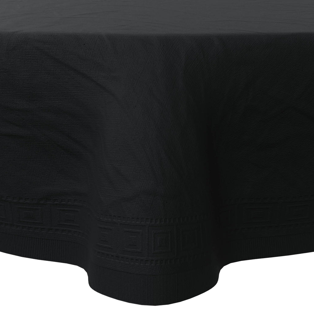 HOUZZKINGZ USA Black Paper Tablecloths for Round Tables | 82" 4 Pack | 3-Ply Premium Paper & Plastic Table Cloths for Parties Disposable