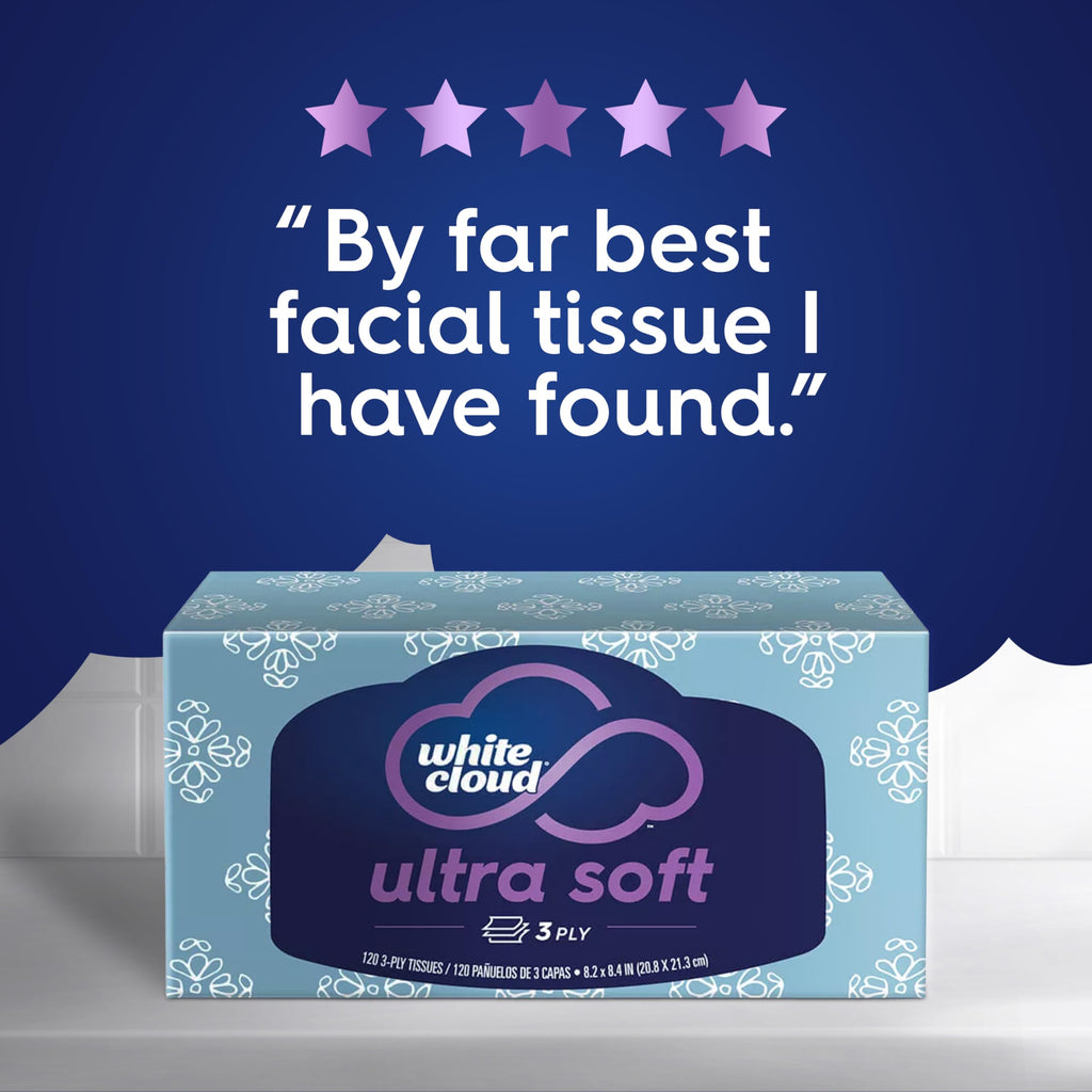 White Cloud Ultra Soft 3-Ply Facial Tissue, 18 Box Pack