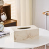 Natural Travertine Textures Tissue Box Cover Rectangular (Only Suitable for Standard Sized Tissue Box) for Decor,Resin Tissue Box for Bathroom Countertop,Bedside,Office（Made of Resin, Height of 4 in
