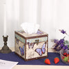 Hoowen Butterfly Tissue Box Cover, Wood Square Tissue Holder, Bluish Purple