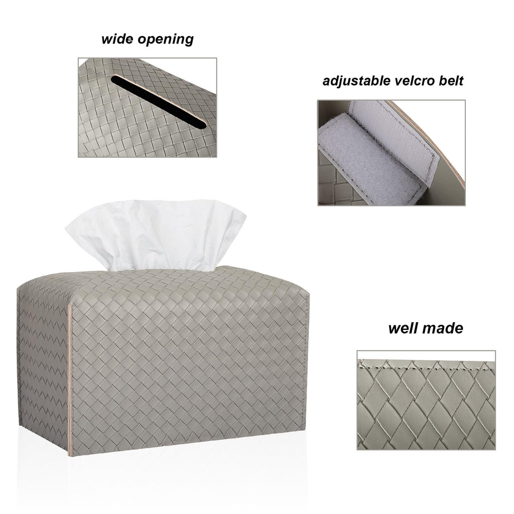 Tissue Box Cover Rectangle Leather Facial Paper Holder, Evergreen