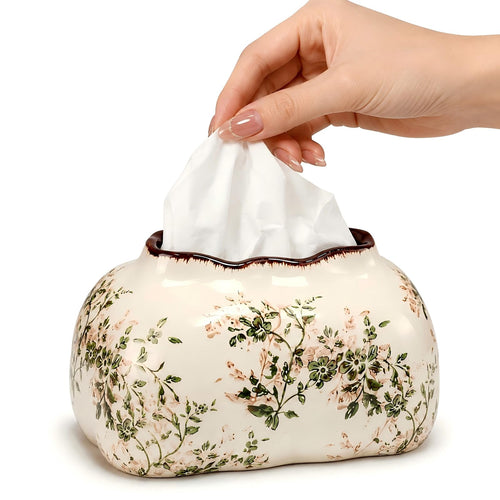 Nixveew Ceramic Tissue Holder, Vintage Floral Decorative Tissue Box Cover