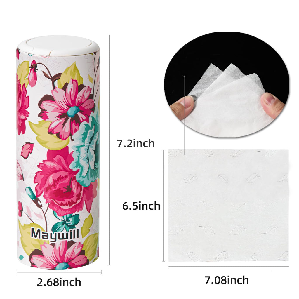 Chic Facial Tissue Holder for Car Cup Holder - Travel Tissue Tubes Box Container (3-ply, 4 Pack, 200 Sheets)