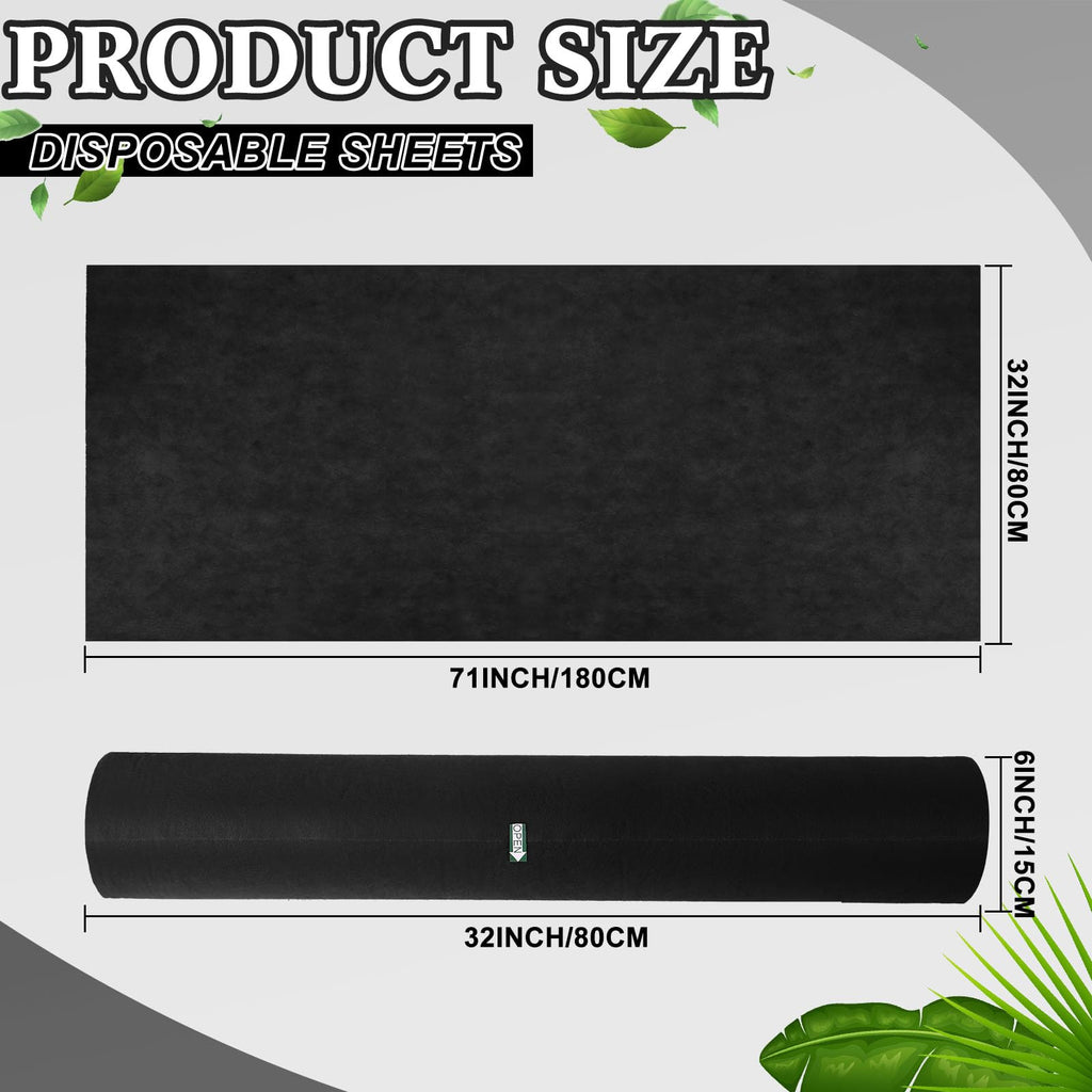 Buryeah Disposable Massage Table Roll 32"x71" Spa Bed Sheets,Black,2 Rolls