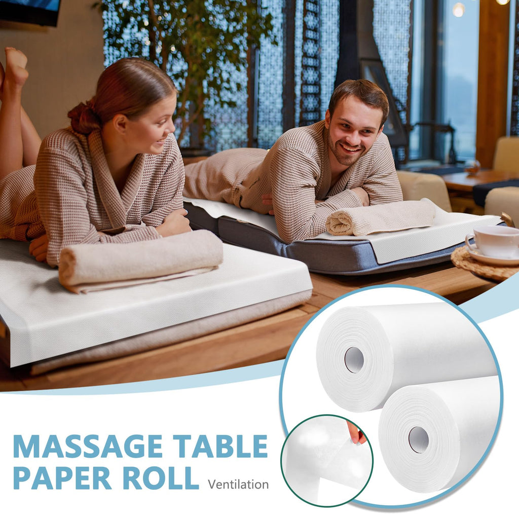 Tudomro 6 Rolls Disposable Non Woven Massage Table Sheets Roll, White