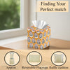 CPC 100% Cotton Piping Block Print Tissue Box Cover, Citrine Yellow