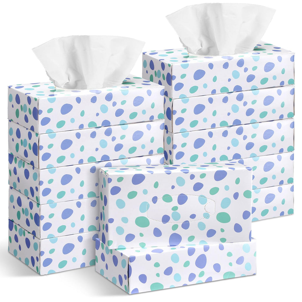 Yinder 12 Pack Facial Tissue Boxe Cube Tissue for Classroom, Spot