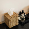 PINXIURY Seagrass Handwoven Wicker Tissue Box Cover, Natural Handmade Napkin Box Holder, Handcrafted Square Facial Tissue Holder for Bathroom, Rustic Decorative on Table and Bathroom,Boho Decorative