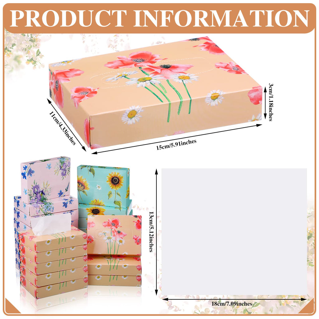 Taobary 24 Packs Flower Small Tissue Cube Box for Car 2 Ply 960 Sheets