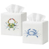 EmbroideryLinen.VN Square Tissue Box Cover Cute Set of 2, Blue & Green Crab