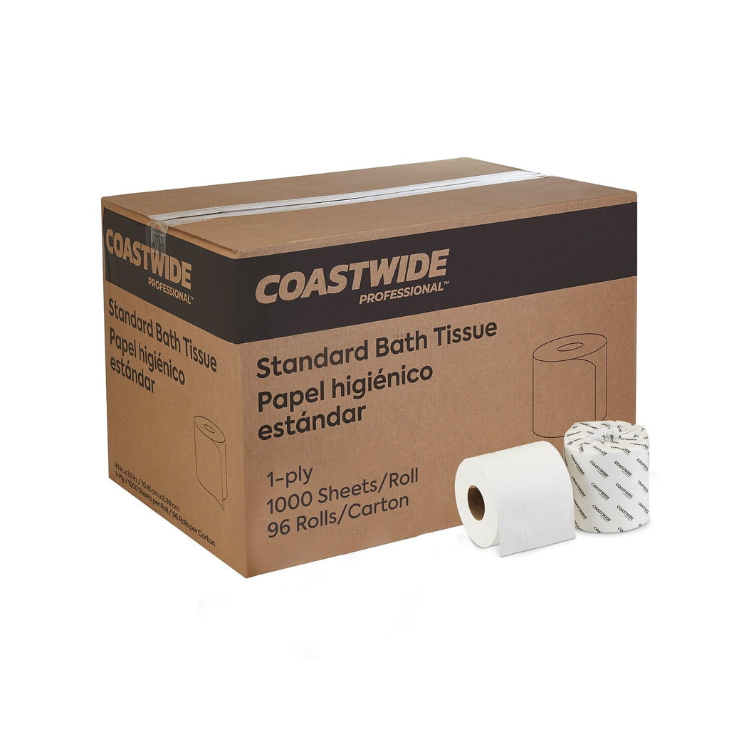 Coastwide Professional 1-Ply Toilet Paper, 1000 Sheets/Roll, 96 Rolls