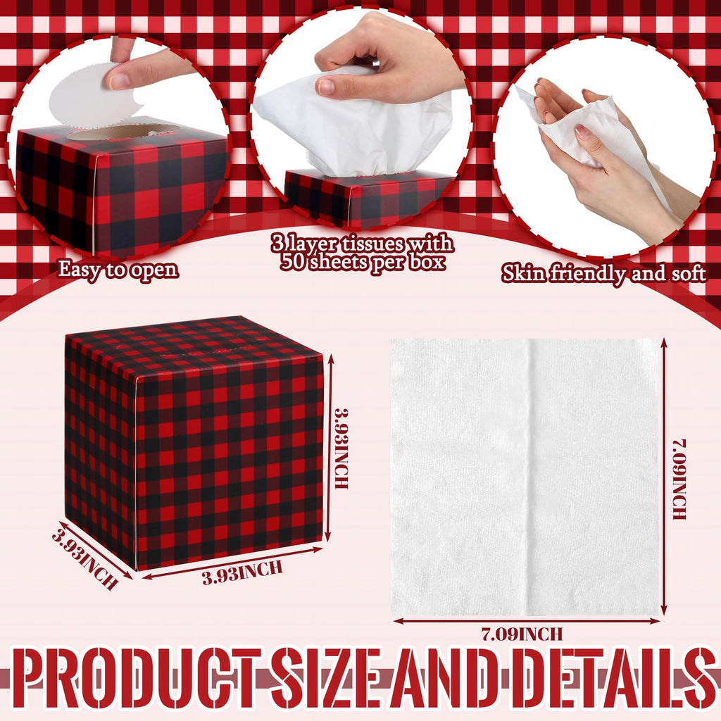 Fourluoo Tissues, Red, Black, Buffalo Plaid