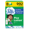 Puffs Facial Tissues Plus Lotion, 8 Family Rectangle Boxes, 124 Facial Tissues per Box, Allergies and Colds (Packaging May Vary)