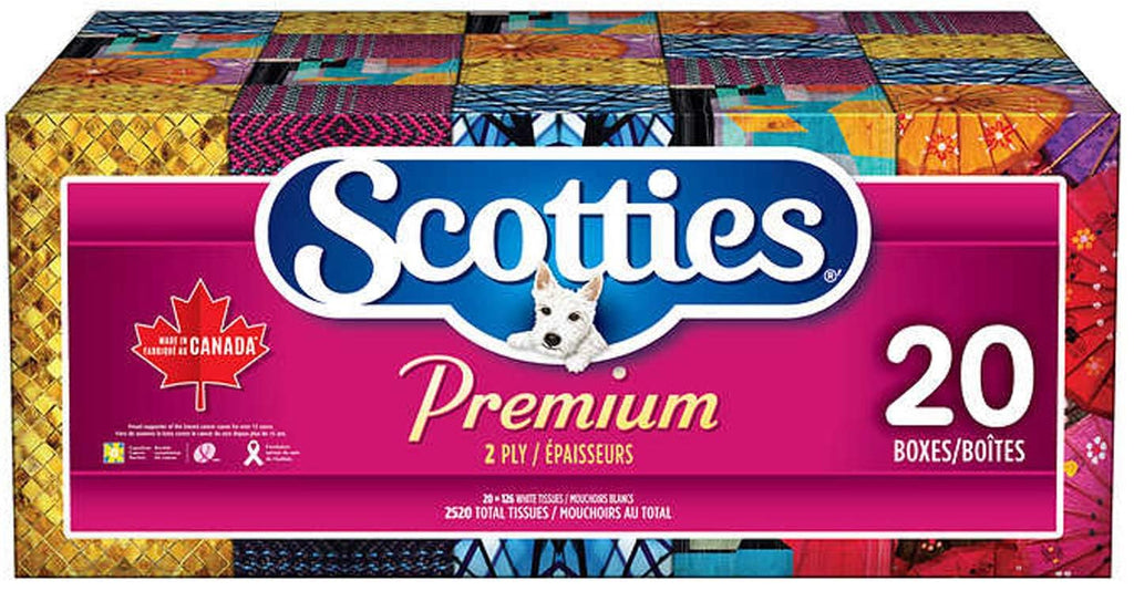 Scotties Premium 2 Ply Facial Tissues 126 Count (Box of 20)