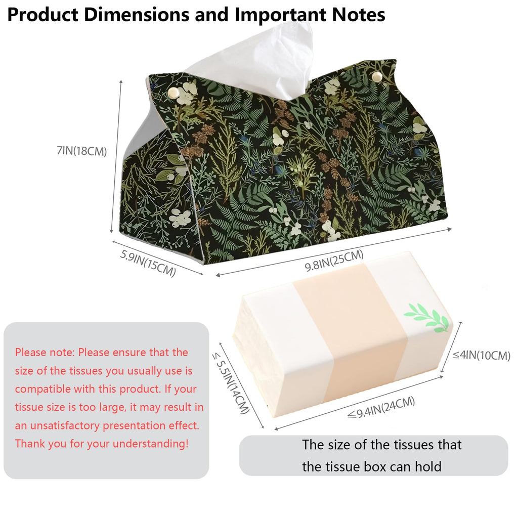 PaJiaNi Dark Green Botanical Tissue Box Cover Rectangle for Office Decor