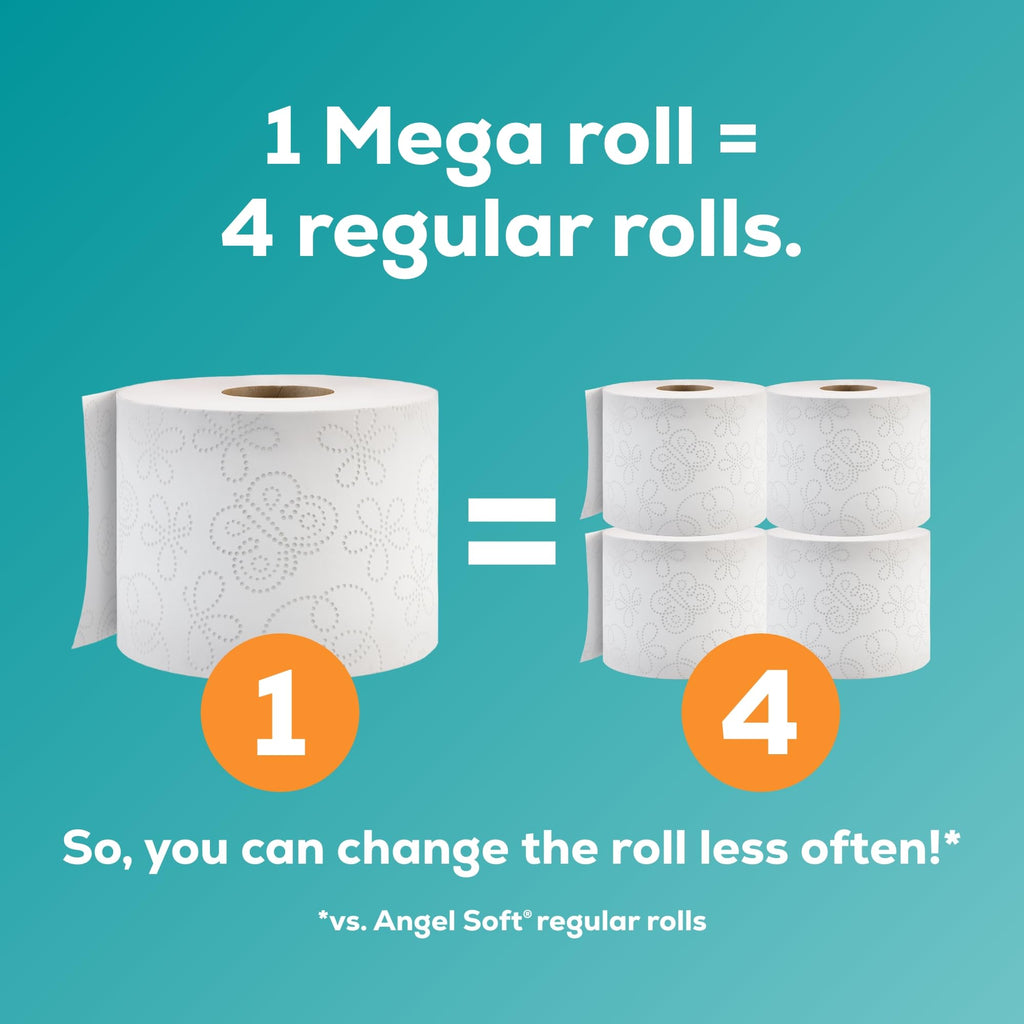 Angel Soft Toilet Paper, 4 Mega Rolls = 16 Regular Rolls, 2-Ply