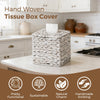Wicker Tissue Box Cover Square, Handwoven Facial Tissue Box Holder, White
