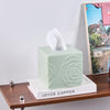 Light Green Ceramic Cube Tissue Box Cover with Rose – Large Elegant Rose Floral Square Decorative Tissue Box Holder for Bathroom, Bedroom, Office Desk, Kitchen Counter – Perfect Housewarming Gift