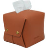 Lartvivré Grained Faux Leather Tissue Box Cover Square, Brown