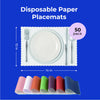 Fit Meal Prep 50 Pack Disposable Paper Placemats, 14 x 10 Inch White with Decorative Wavy Scalloped Edge for Restaurant Catering Dining Table, Baby Kids Birthday Parties