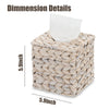 Set of 2 Water Hyacinth Handwoven Tissue Box Cover, Handcrafted Square Facial Tissue, Natural Handmade Wicker Napkin Box Holder, Rustic Decorative on Bathroom, Table, Office, Boho Decorative,Whitewash