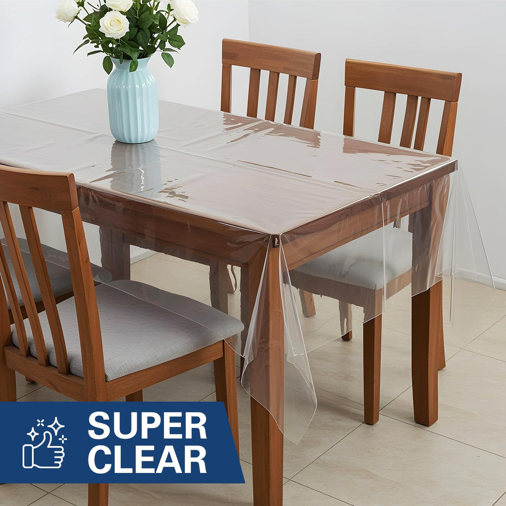 Clearly Elegant Clear Plastic Table Cover, 68"x108" 1 Ml Thick Disposable Table Cloths, Rectangle Tablecloth Plastic for Parties, Birthdays and Holiday Celebrations