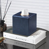 MEIBOOCH Square Tissue Box Cover with Magnetic Closure, Navy Blue