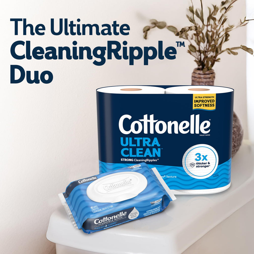 Cottonelle Ultra Clean Toilet Paper, 24 Family Mega Rolls=132 Regular Rolls