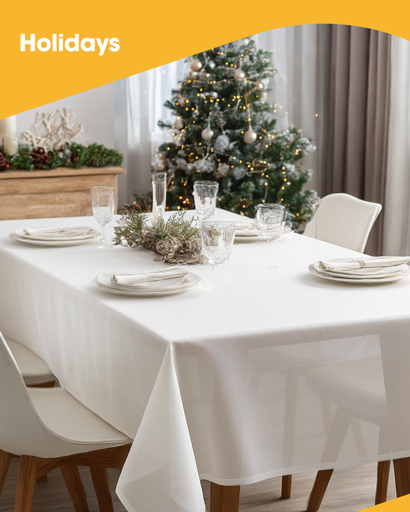 Niuara White Plastic Table Cloth Disposable, 15 Pack, 54 x 108 in