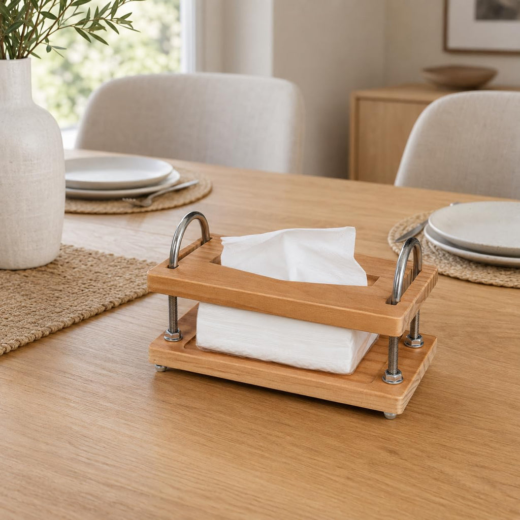 TNCANJU Wooden Tissue Box Holder for Soft Packs, Rectangular Cover, Natural