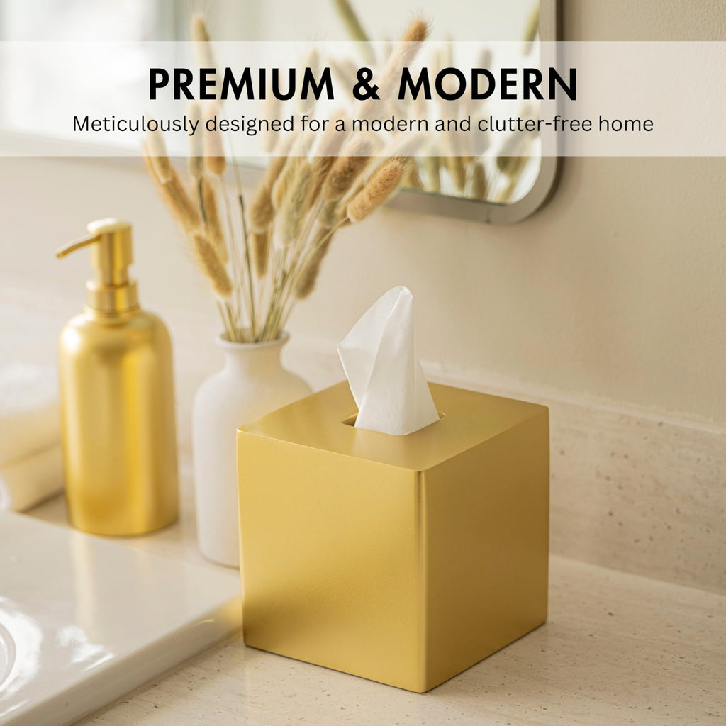 Yew Design Gold Square Tissue Box Cover