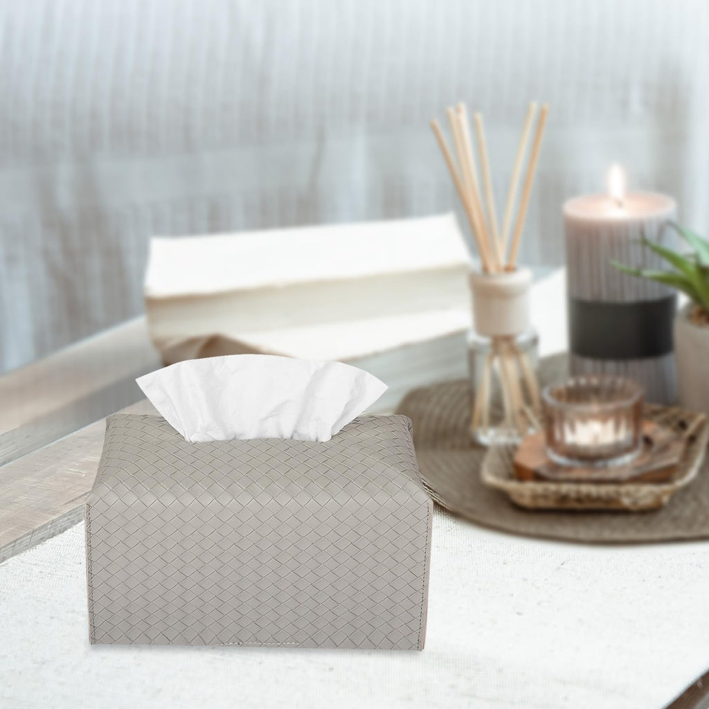 Tissue Box Cover Rectangle Leather Facial Paper Holder, Evergreen