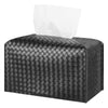Tissue Box Cover Square Leather Facial Paper Holder, Black
