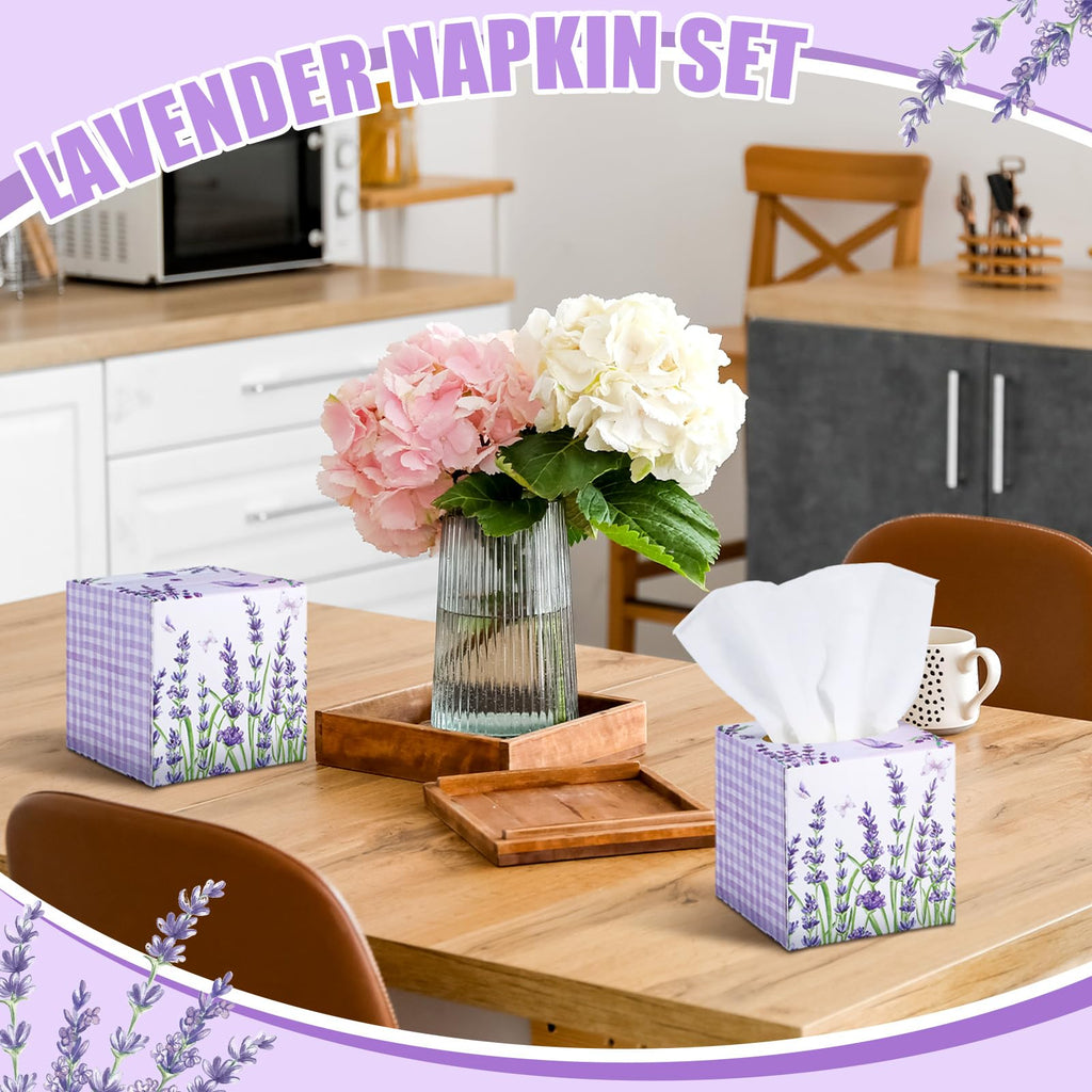 Fourluoo 12 Pack Summer Lavender Facial Tissues Cube Boxes 600 Sheets 3 Ply