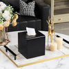 MEIBOOCH Square Tissue Box Cover with Magnetic Closure, Black
