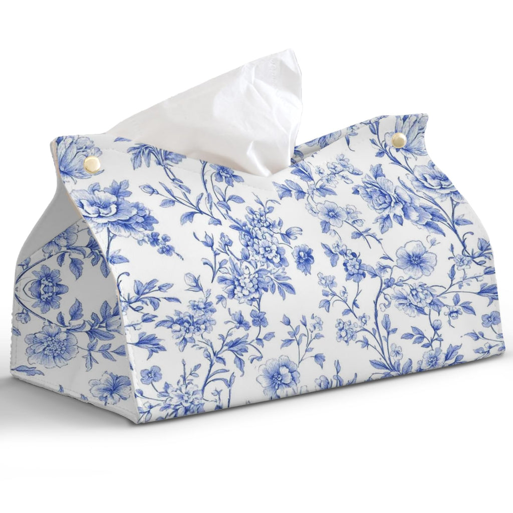 PaJiaNi Light Blue Chinoiserie Tissue Box Cover Rectangle for Desk Decor