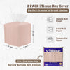 Ricomboo 2 Pack Tissue Box Cover Square, 5x5x5 PU Leather Tissue Boxes Holder, Decor Cube Paper Organizer with Bottom Belt for Bathroom, Home, Night Stands, Office, Kitchen (Coral Pink)