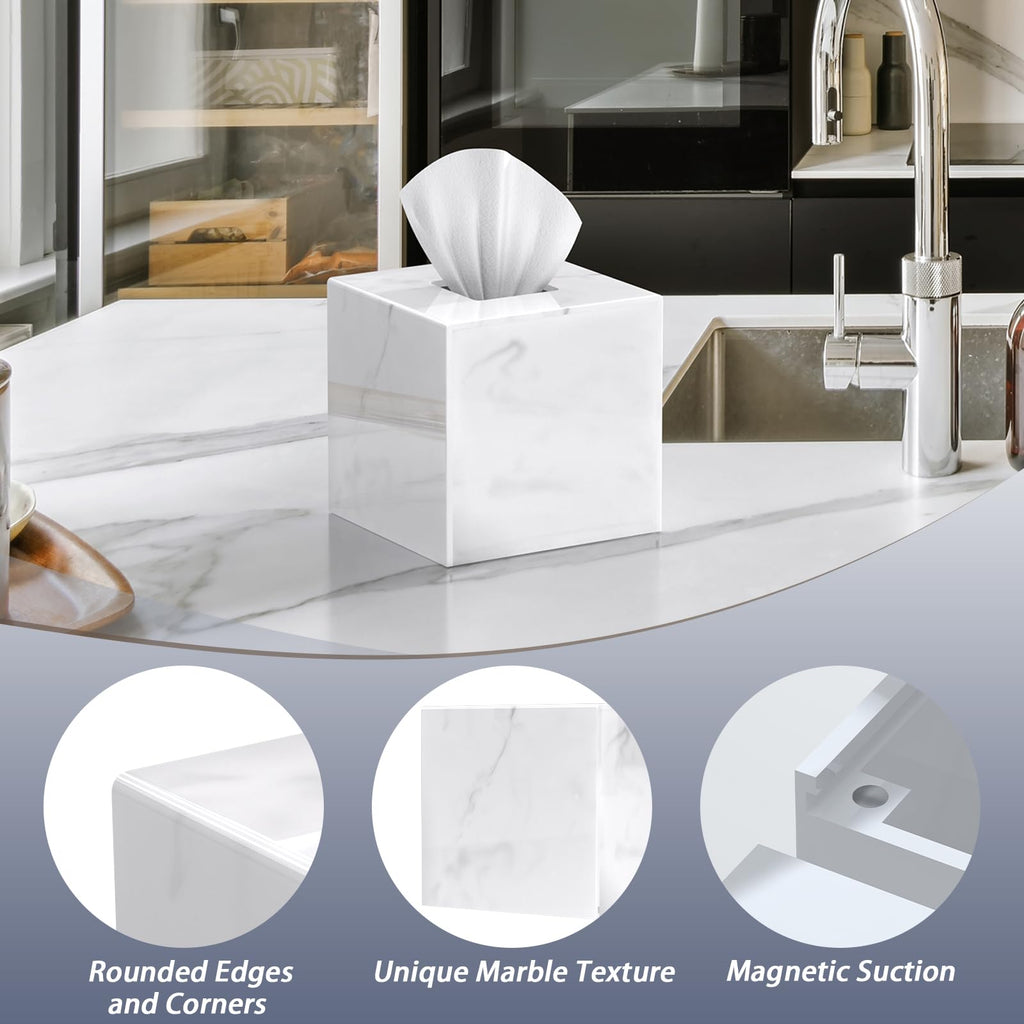 SILUT Square Marble Texture Acrylic Tissue Box Cover