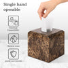 Natural Marble Square Tissue Box Cover,Stone Modern Decorative Sturdy Napkin Box Holder Case,Facial Paper Organizer for Bathroom Vanity Toilet Countertop,Kitchen (1, Dark Brown, 5.71 * 5.71 * 5.51)